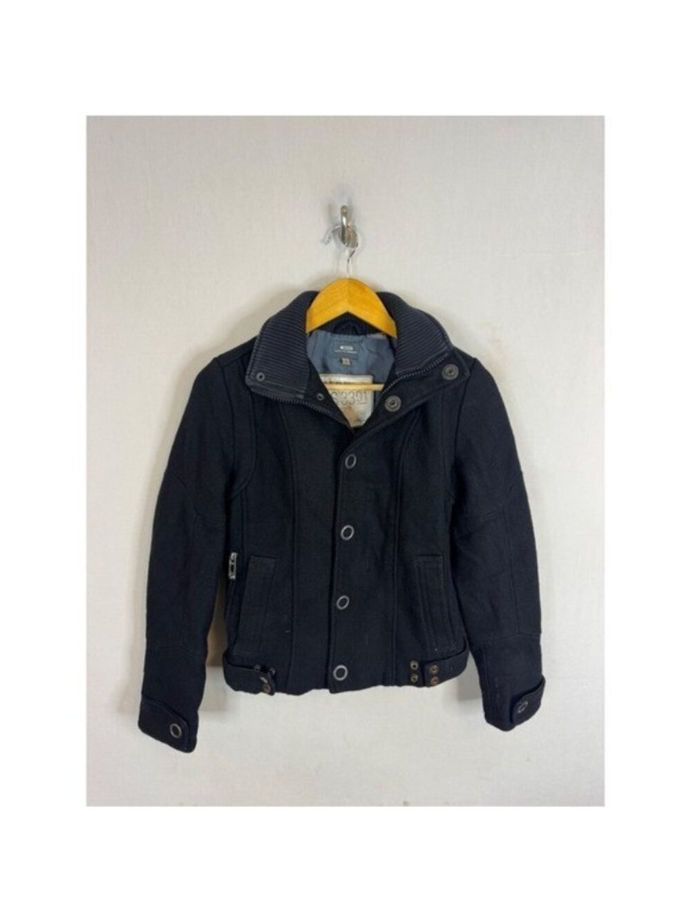 G-Star Raw Captain Jkt Wmn Black Wool Blend Utility Jacket GS 3301 Size S